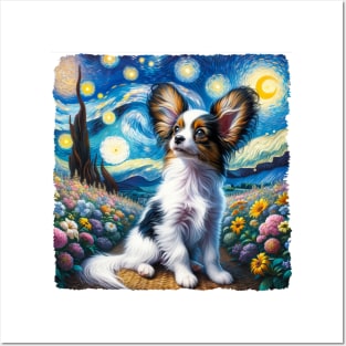 Starry Papillon Portrait - Dog Portrait Posters and Art